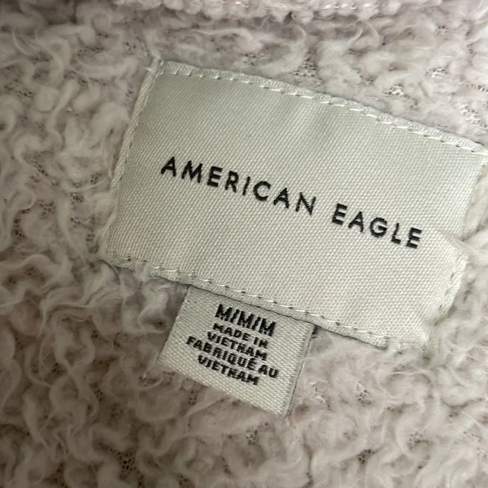American Eagle Sherpa Quarter Zip Hoodie - Size Medium - Picture 5 of 8